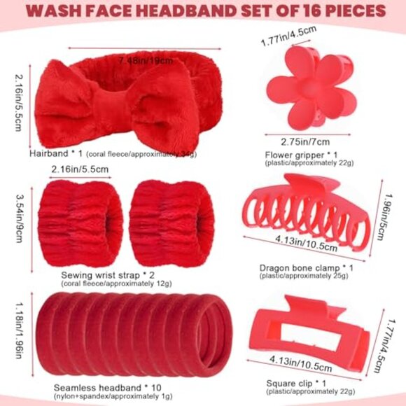 Spa Headband Set with Wristbands Hair Clips Ties Skincare Essentials main image 5